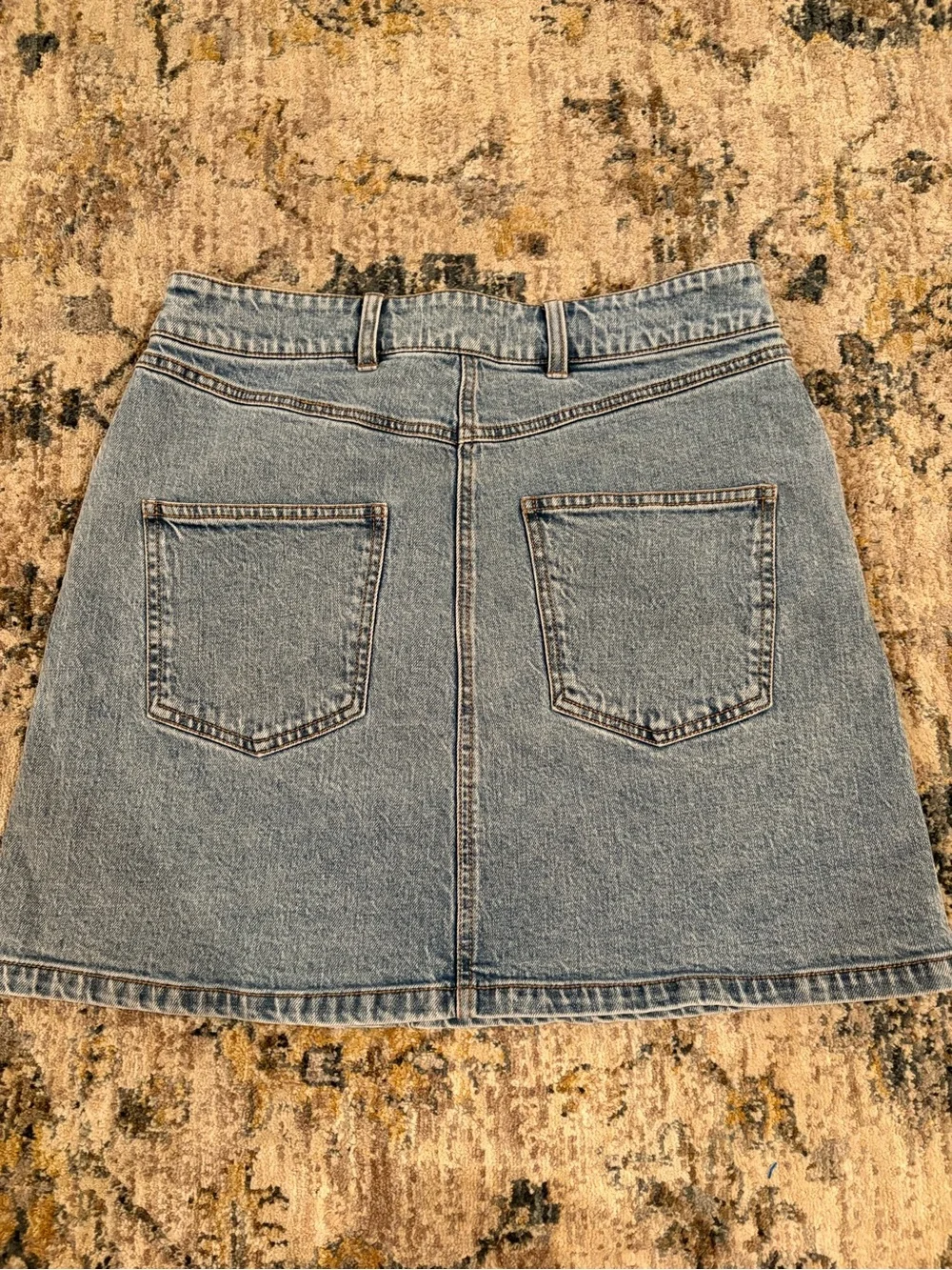 Anthropologie Pilcro Blue Denim Mini Skirt Button Closure Women’s Size 8